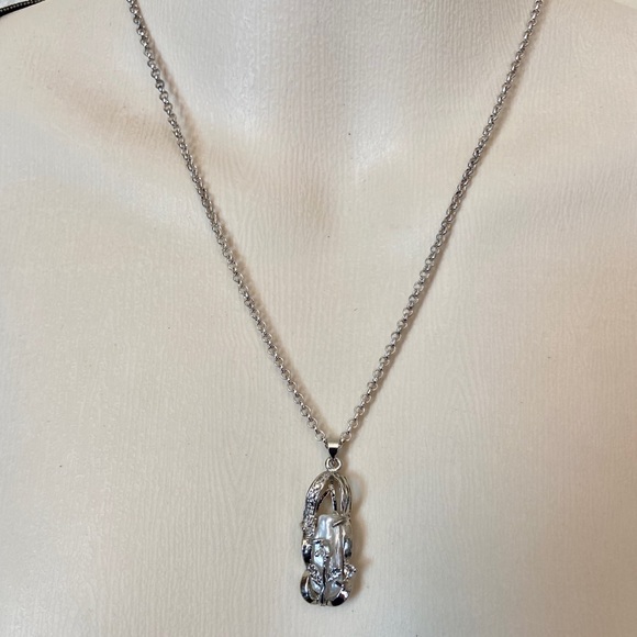 Vintage Encased Biwa Pearls Pendant w/18in Sterling-925 Chain Necklace - Picture 2 of 12